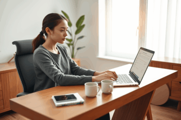 A person using a laptop to request a loan online quickly.
