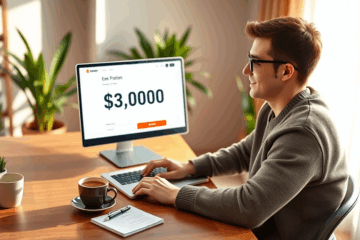 A person applying for a personal loan online in a serene spring environment.